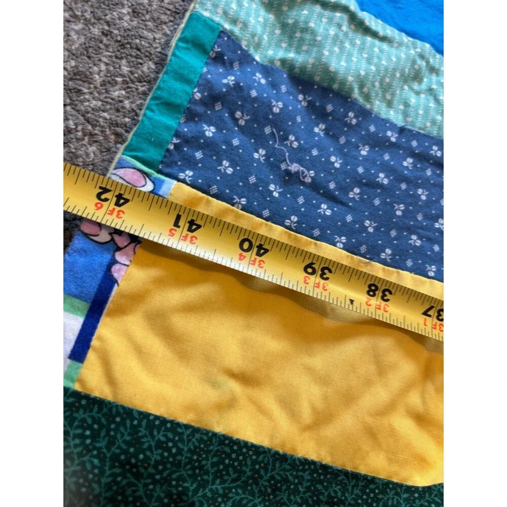 scrappy throw lap baby quilt striped machine pieced hand stitched